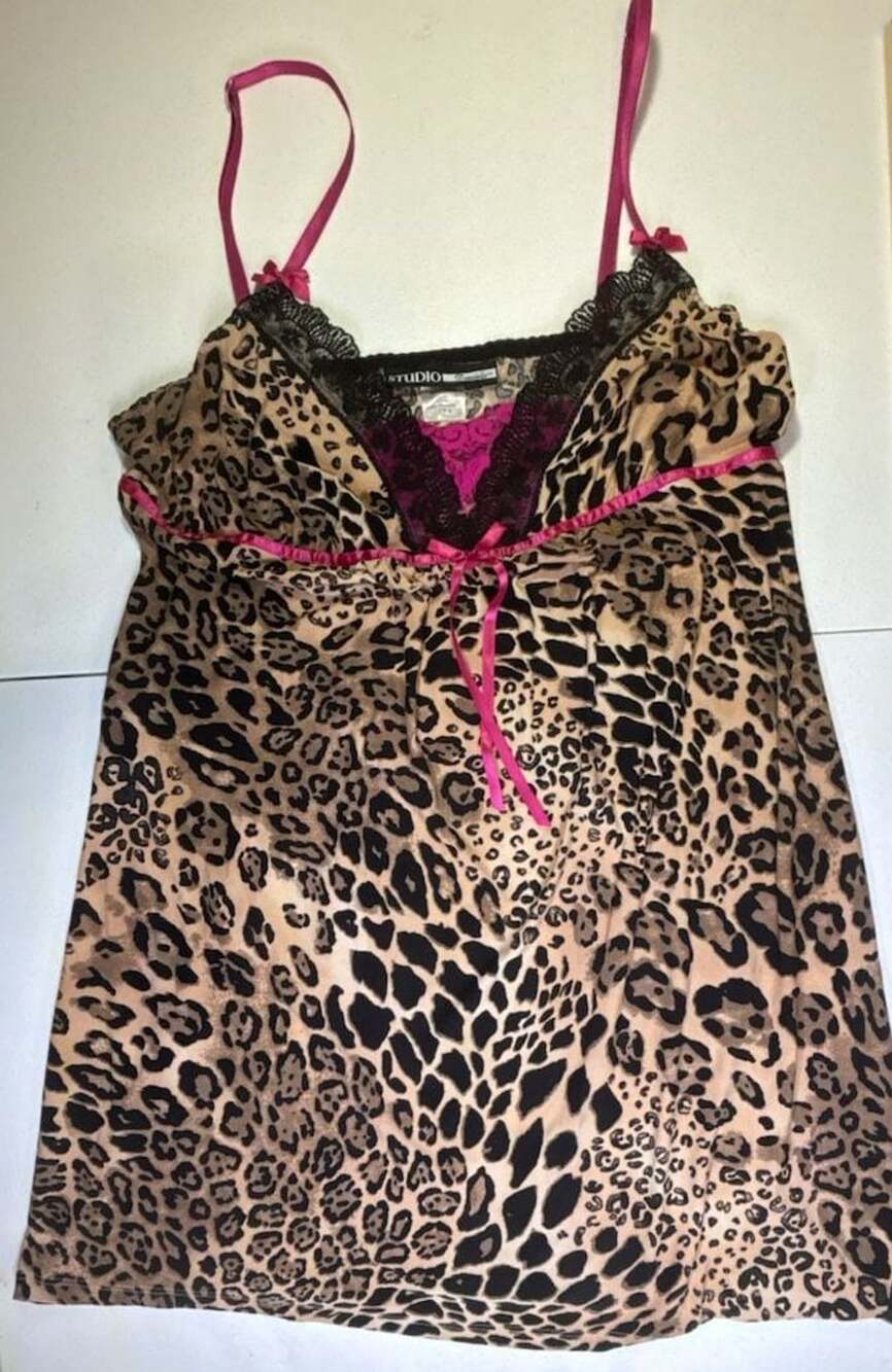 Studio Donatella Leopard Chemise Sleepwear Pink Trim
